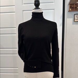 Zara Black Turtleneck Sweater with Button Detail